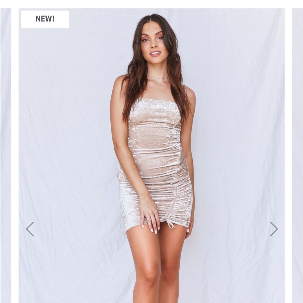 Vanessa Velvet Mini Dress - Nude